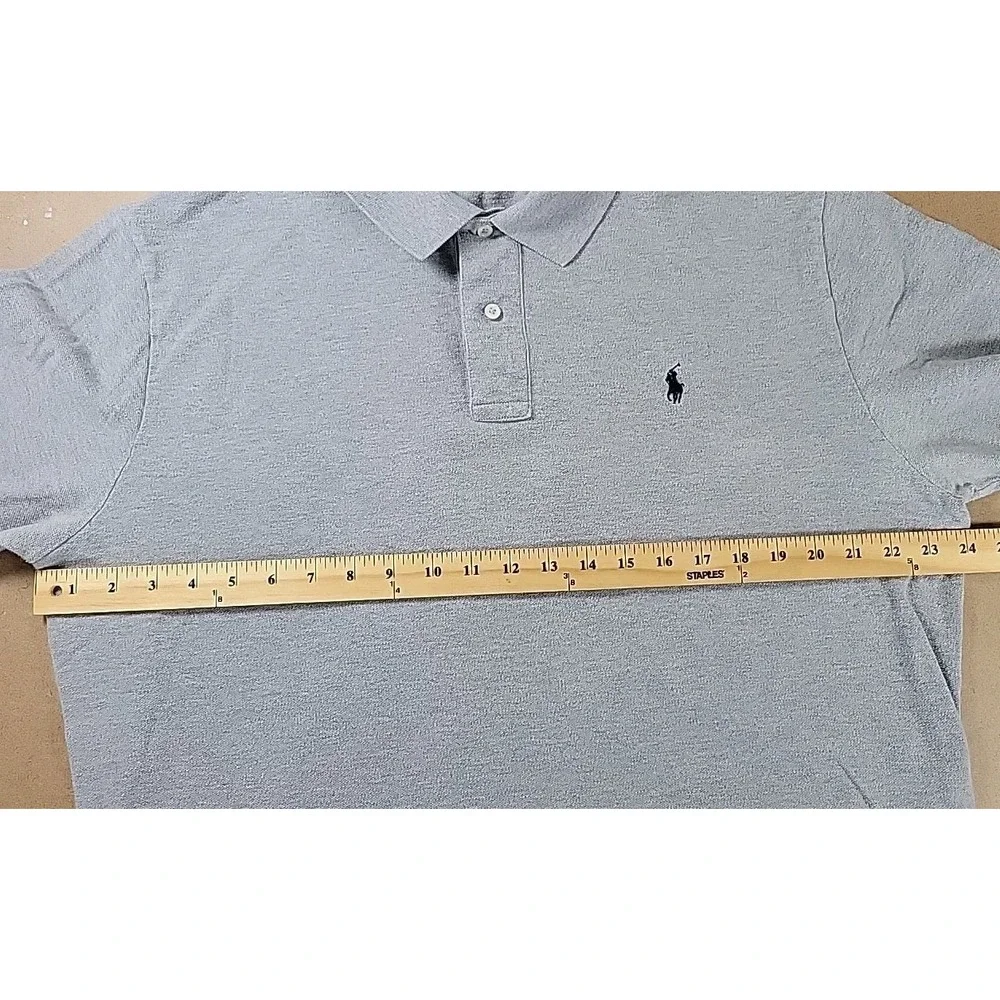 Polo Ralph Lauren VINTAGE 90s Men's Polo Shirt Long Sleeve XL GRAY‎ 100% Cotton
